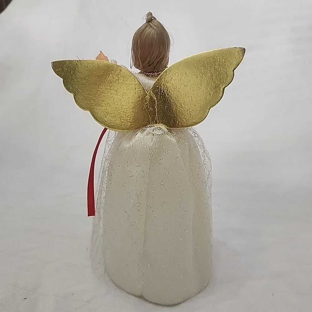 Vintage JOYBRITE  8” Christmas Angel Tree Top Topper Made In Taiwan Great Shape